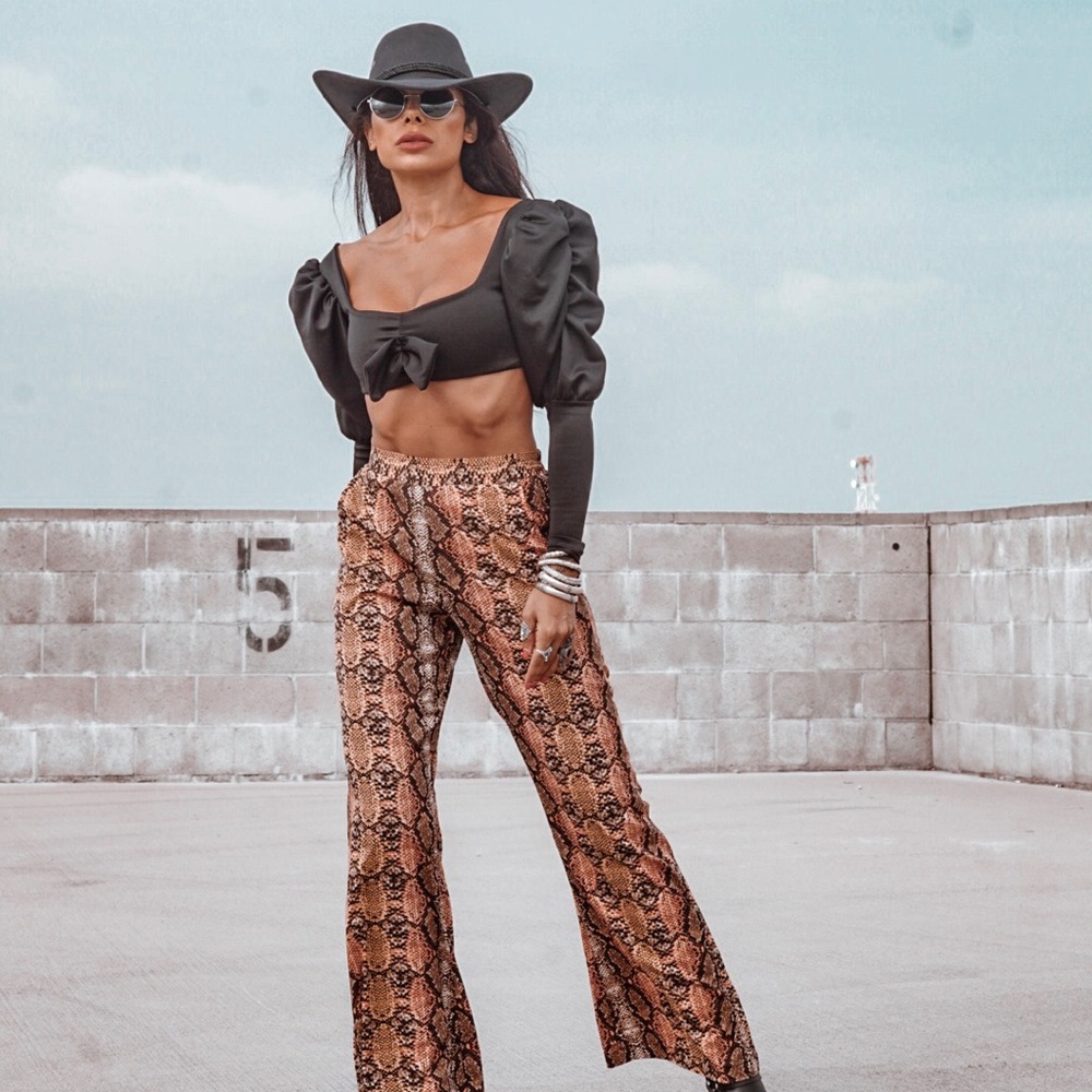 Western Snake Bardot Festival Coachella Pants Set